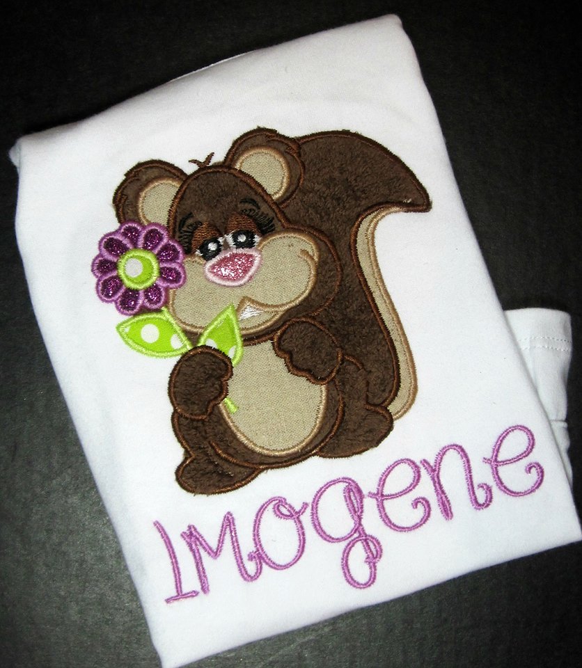 KRD Squirrel With Flower Applique