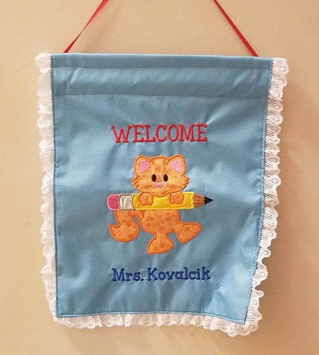 KRD Kitty With Pencil Applique