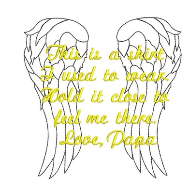 Memory PIllow Saying with Angel Wings Tribute Papa