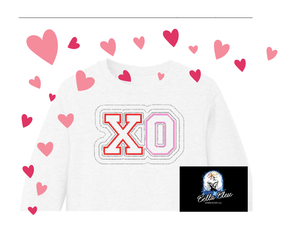 XOXO Valentines Applique with Rhinestone