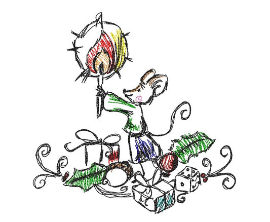 Christmas Mouse Lighting Scribble 3