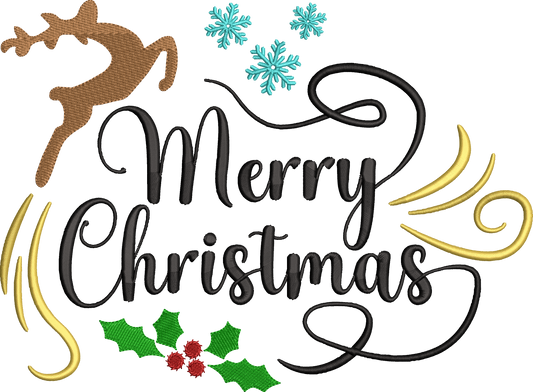 Merry Christmas Reindeer and Holly