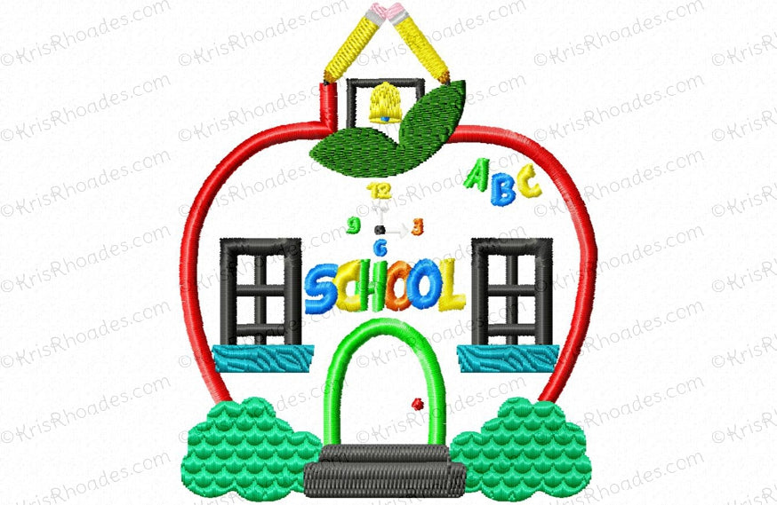 KRD Apple Schoolhouse Applique