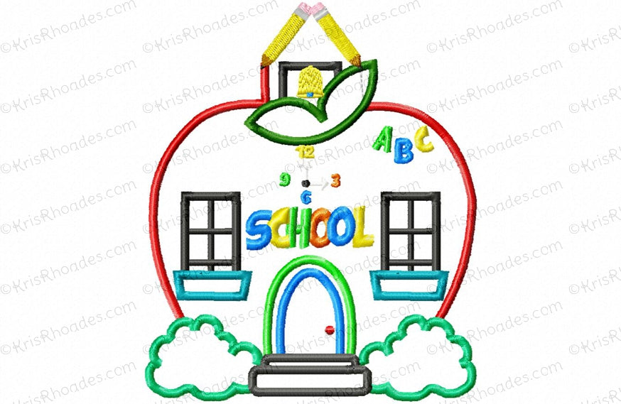 KRD Apple Schoolhouse Applique