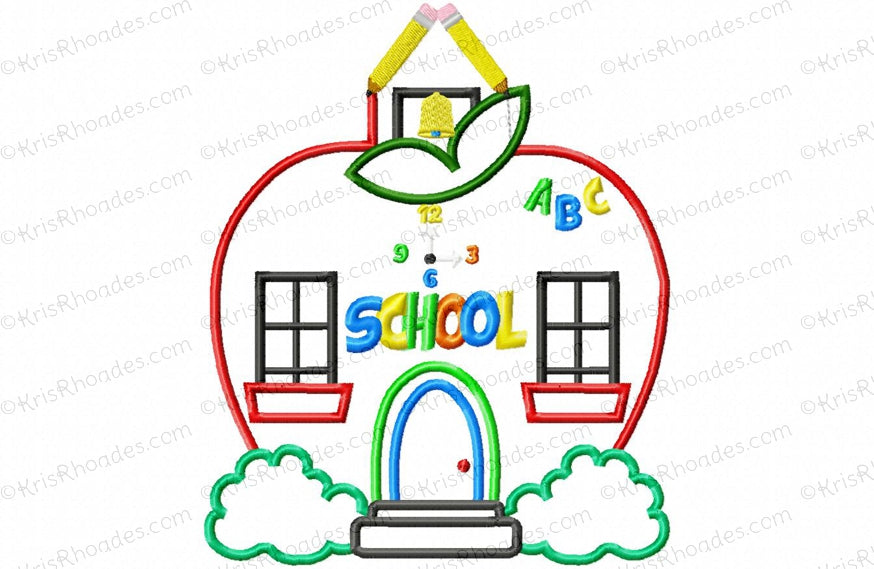 KRD Apple Schoolhouse Applique