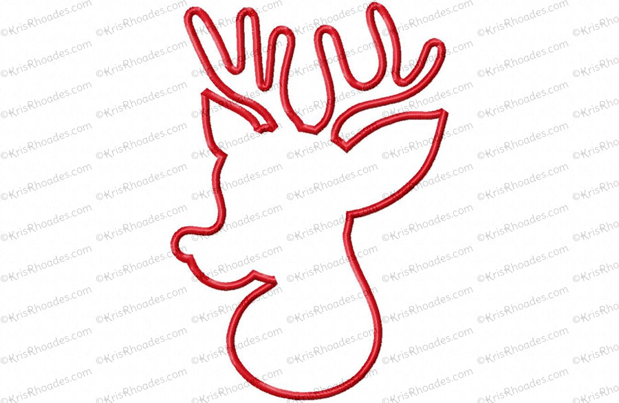 KRD Christmas Reindeer Silhouette 3 Applique and Filled