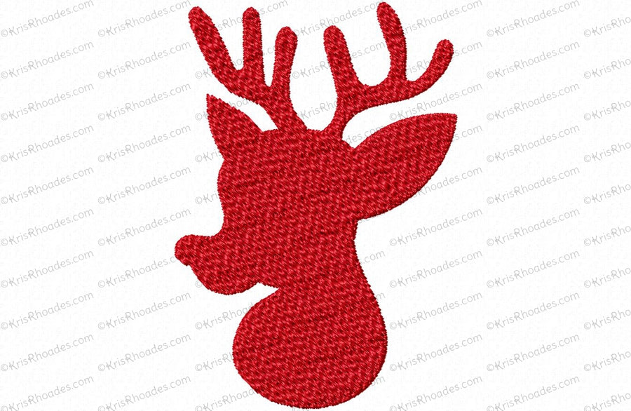 KRD Christmas Reindeer Silhouette 3 Applique and Filled