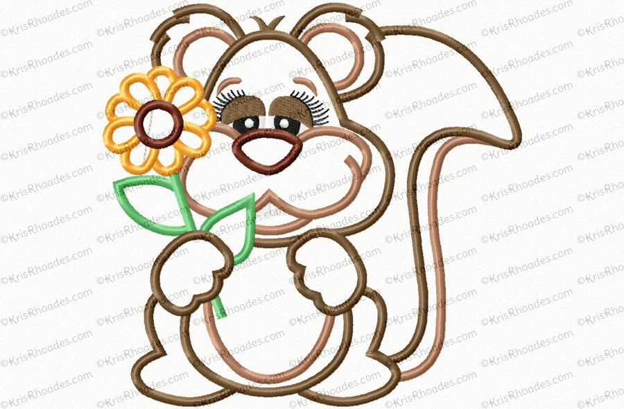 KRD Squirrel With Flower Applique