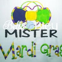 Mr Mister Mardi Gras Bow tie machine embroidery applique design