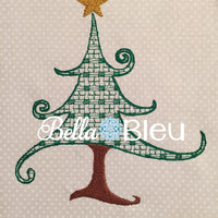 Christmas tree with star Motif Machine Embroidery Design