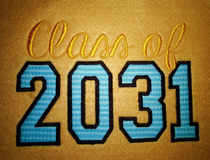 Graduation Class of 2031 School Machine Embroidery Applique Design