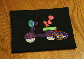 Valentine's Scooter Applique Embroidery Design