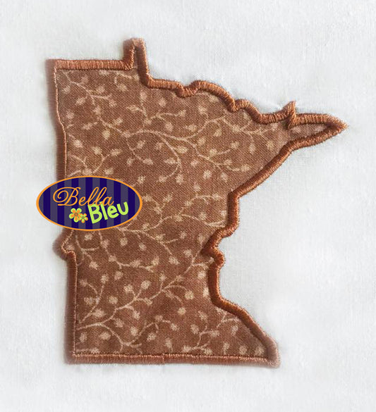 Minnesota State Applique Embroidery Design Monogram