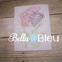 Beautiful Rose #8 Machine Embroidery Colorwork redwork design