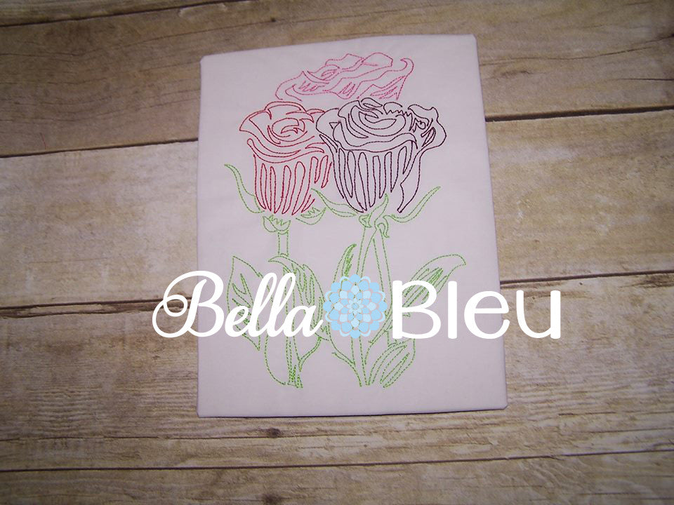 Beautiful Rose #8 Machine Embroidery Colorwork redwork design