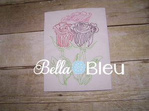 Beautiful Rose #8 Machine Embroidery Colorwork redwork design