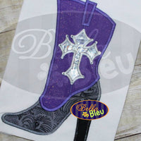 Sexy Cowboy Cowgirl Boots Gothic Cross Heels Applique Embroidery Designs Design Monogram