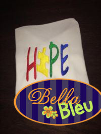 Autism Hope Puzzle Piece Machine Applique Embroidery Design Awareness