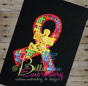 Autism Ribbon Puzzle Piece Machine Applique Embroidery Designs Design