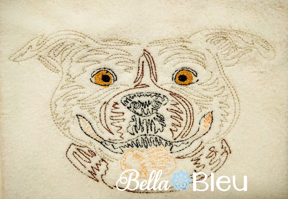 Beautiful Colorwork Redwork Pitbull Dog quick stitch