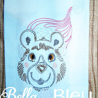 Beautiful Colorwork Redwork Christmas Holiday Brown Bear quick stitch