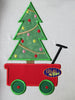 Christmas Red Wagon with Christmas Tree Machine Applique Embroidery Design
