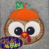 Adorable Thanksgiving Turkey Face Head with Pumpkin Hat Machine Applique Embroidery Designs Design