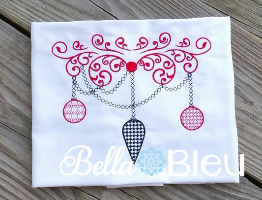Retro Christmas Ornaments, Retro Motif fill machine embroidery design