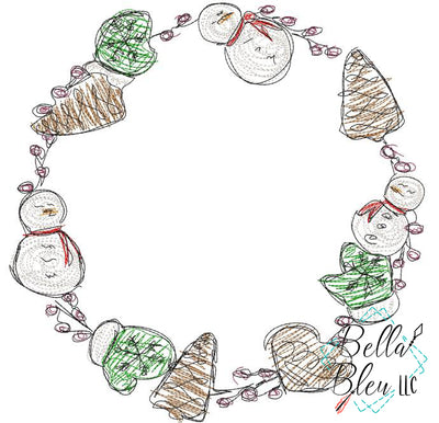 Christmas Cookie Wreath Scribble Sketch