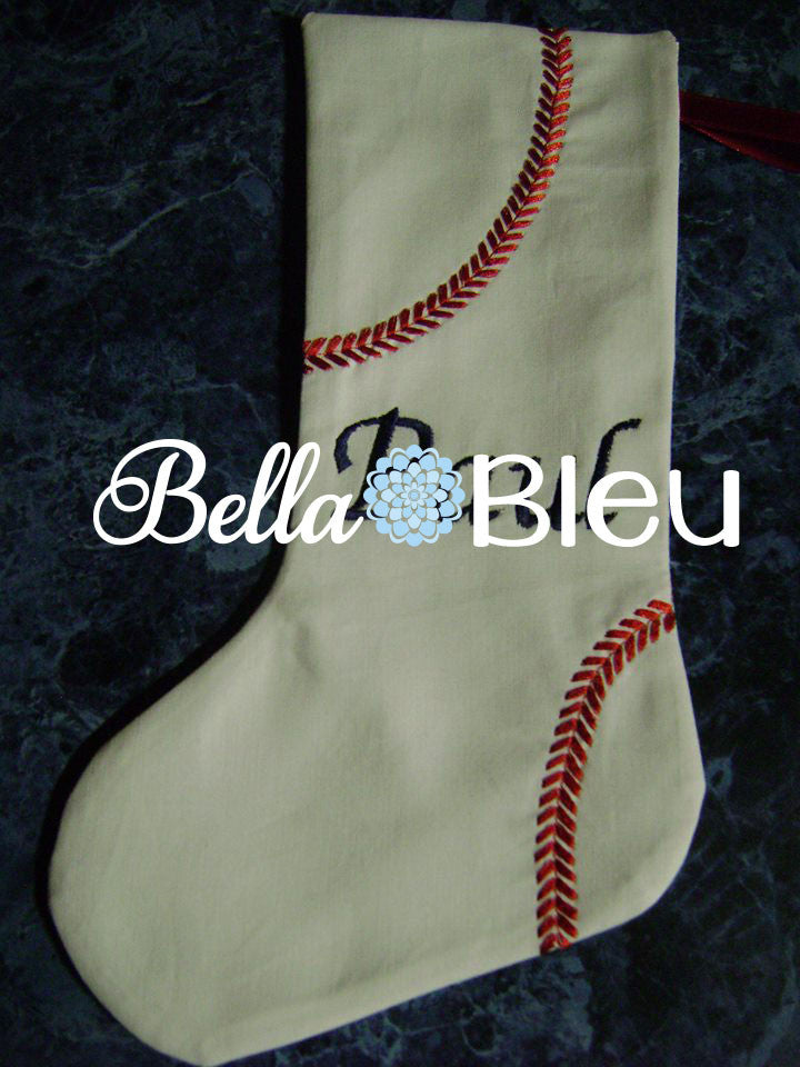 In the hoop Christmas Baseball Stockings machine embroidery applique design.