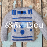 ITH In The Hoop Elf Inspired R2D2 Robot Sweater Shirt Embroidery Design