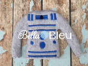 ITH In The Hoop Elf Inspired R2D2 Robot Sweater Shirt Embroidery Design