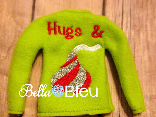 ITH In the Hoop Hugs and Kisses Elf Sweater Shirt Machine Embroidery Design