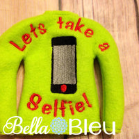 ITH In The Hoop Elf "Let's take a Selfie" with Phone Sweater Shirt Machine Embroidery design