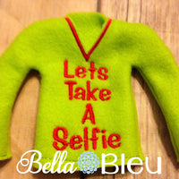 ITH In The Hoop Elf "Let's Take a Selfie" Sweater Shirt Machine Embroidery Design