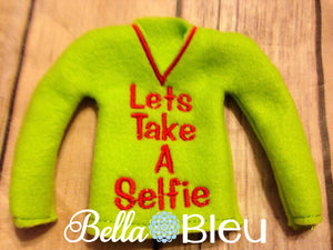 ITH In The Hoop Elf "Let's Take a Selfie" Sweater Shirt Machine Embroidery Design