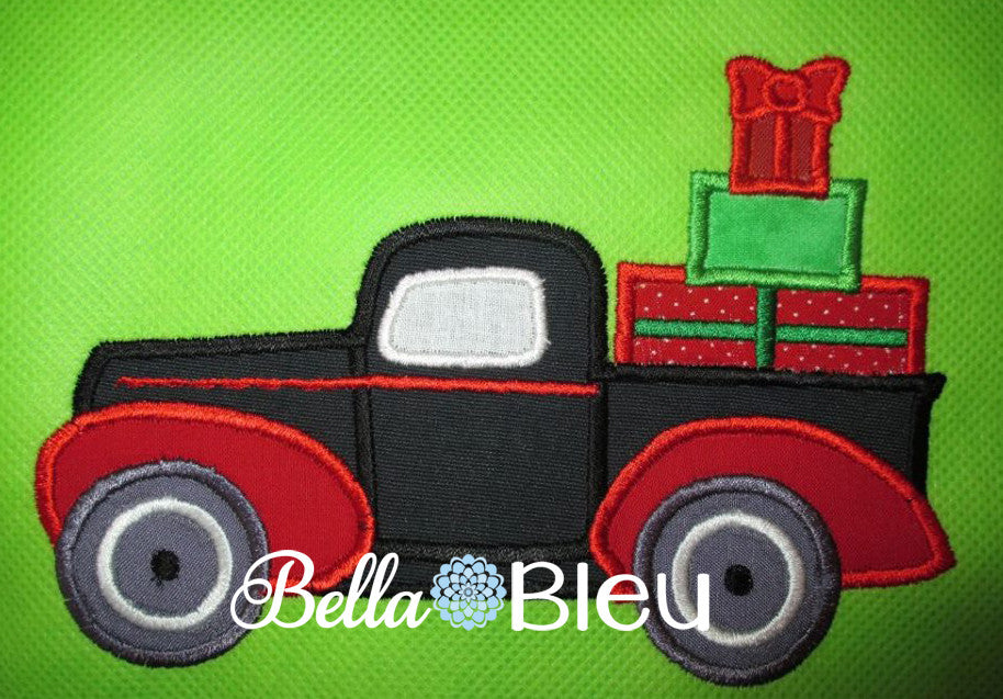 Vintage Truck with Presents Machine Applique Embroidery Design
