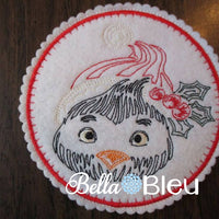 Beautiful Christmas Holiday Penguin quick stitch Colorwork Redwork