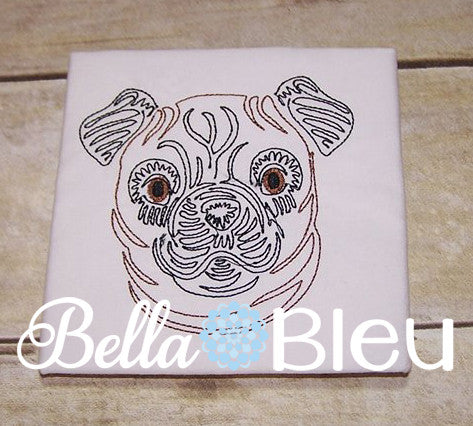 Beautiful Colorwork Redwork Pug Dog quick stitch