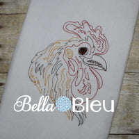 Rooster 2 Colorwork Machine Embroidery Design Perfect for kitchen towels