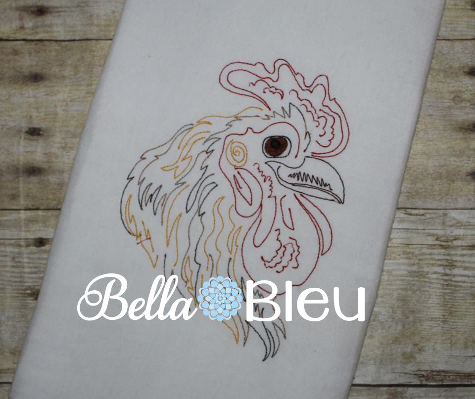 Rooster 2 Colorwork Machine Embroidery Design Perfect for kitchen towels