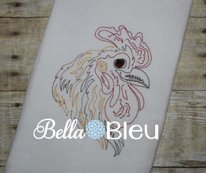 Rooster 2 Colorwork Machine Embroidery Design Perfect for kitchen towels