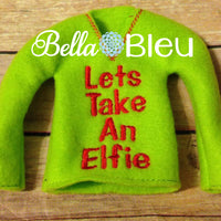 ITH In The Hoop Elf Let's Take an Elfie Sweater Shirt Embroidery Design