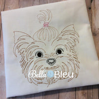 Beautiful Colorwork Redwork Yorkie Dog quick stitch