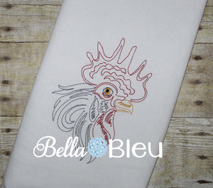 Beautiful Rooster #3 machine embroidery colorwork design Perfect for Kitchen towels