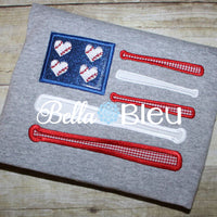 Baseball Softball American bat Flag Machine Embroidery Design