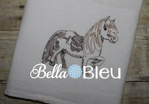 Shetland Pony Horse machine Color work embroidery design