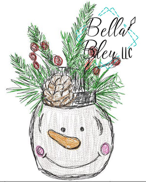 Christmas Snowman Jar Scribble