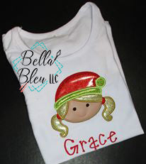 Christmas Santas Elf Girl Applique Embroidery design - 4 sizes
