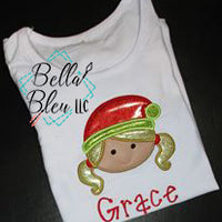 Christmas Santas Elf Girl Applique Embroidery design - 4 sizes